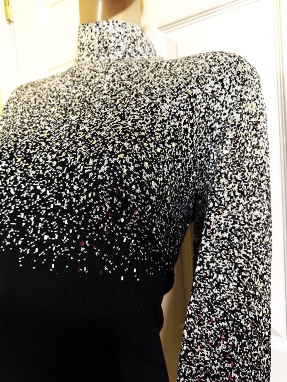 Excellent St John Ombre Silver to fading Black Evening Dress sz 12 WOW - Picture 6 of 11